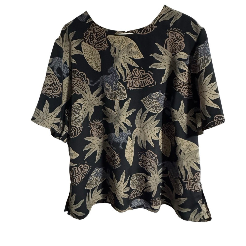 Vintage Kathy Che Size 3X Blouse Tropical Floral USA Made Great Condition